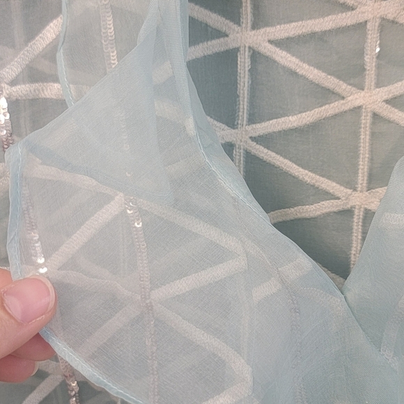 Cross Stitch Pure‎ Organza Silk Pearl Sequin Embroidered Womens Tunic Top Medium - Picture 9 of 9